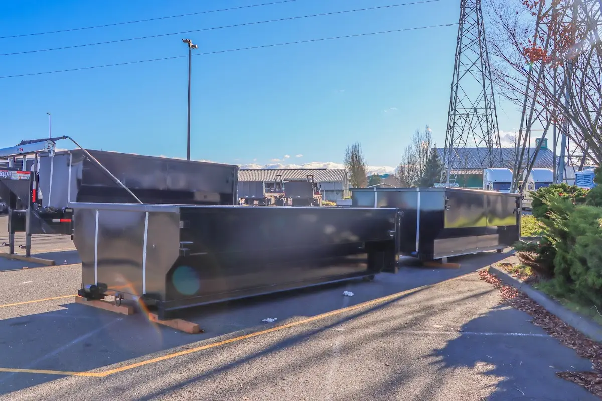Roll-off dumpster ready for waste disposal at job site for Residential Dumpster Rental in North Stonington